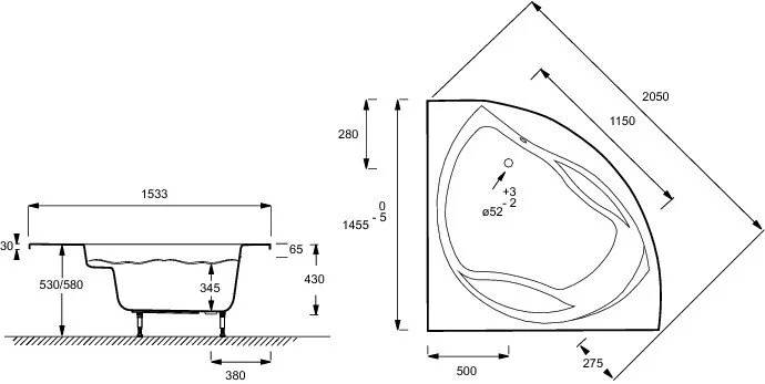 Ванна акриловая Jacob Delafon Presqu’ile E6045 RU-00 (детальная фотография), акриловые