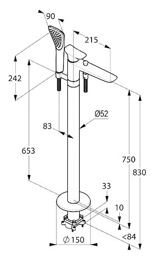 Смеситель для ванны Kludi Ambienta напольный 535900575 (детальная фотография), для ванны