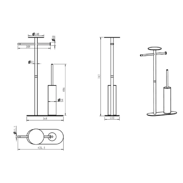 Стойка для ванной Boheme Venturo никель 10953-NB (детальная фотография), современные, hi-tech
