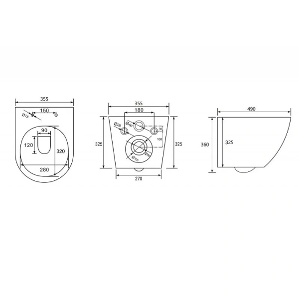 Унитаз подвесной Abber Bequem черный матовый AC1102TMB (детальная фотография), подвесные, встраиваемые