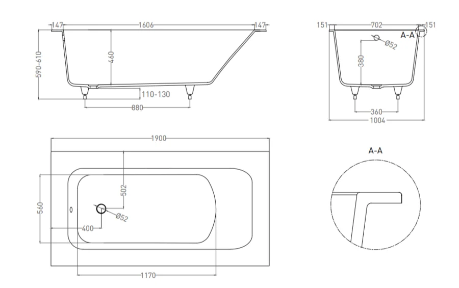 Ванна из искусственного камня Salini Orlanda Plus 190х100 см белый матовый 102024M (детальная фотография), искусственный камень