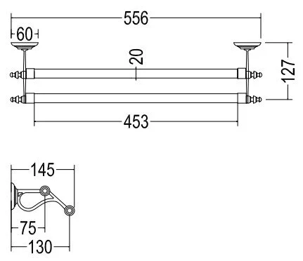 Полотенцедержатель для ванной двойной, цвет светлое золото, Devon&Devon Chelsea DD200IN (детальная фотография), по запросу
