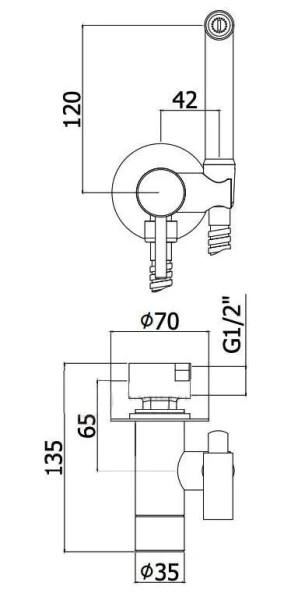 Гигиенический душ со смесителем Paffoni Tweet Round бронза ZDUP110BR (детальная фотография), полный комплект со смесителем