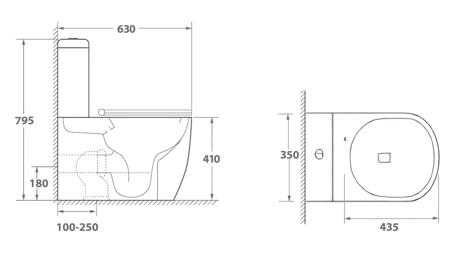 Схема (детальная фотография), безободковые, сиденье с микролифтом , с антивсплеском, компакт, низкие
