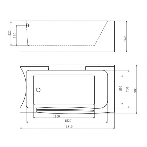 Акриловая ванна левосторонняя Gemy G9055 O L (детальная фотография), современныe, hi-tech