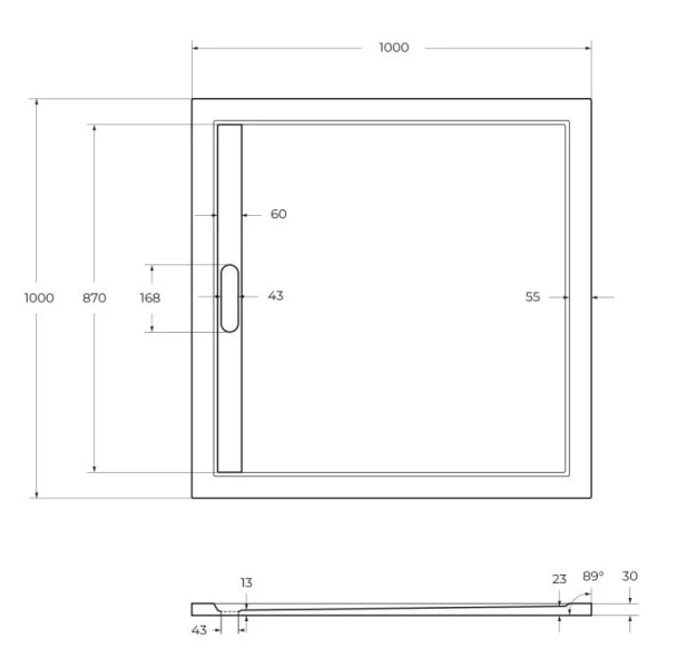 Душевой поддон Cezares Tray 100х100 см из искусственного мрамора белый TRAY-AS-A-100-30-W (детальная фотография), низкие до 15 см