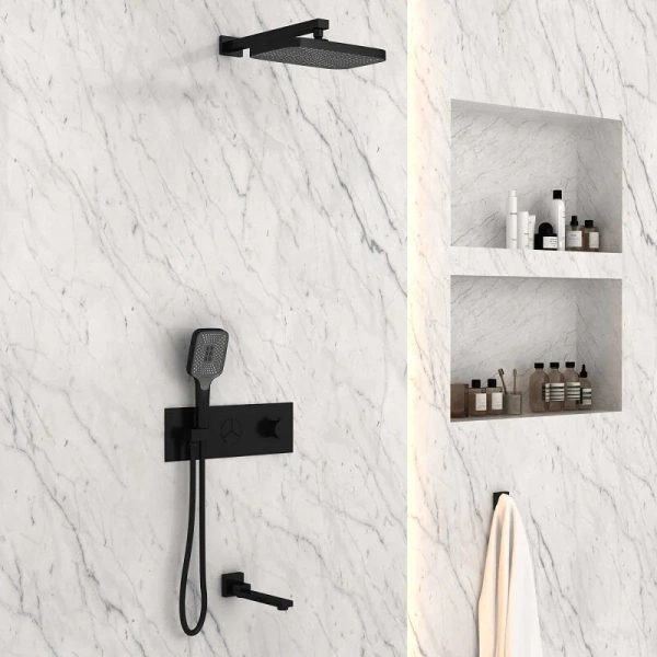 Душевой комплект Vincea черный VSFW-432T1MB (детальная фотография), душевые комплекты, наборы