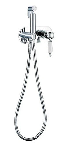 Гигиенический душ со смесителем Boheme Brillante хром ручка белая - фото 2