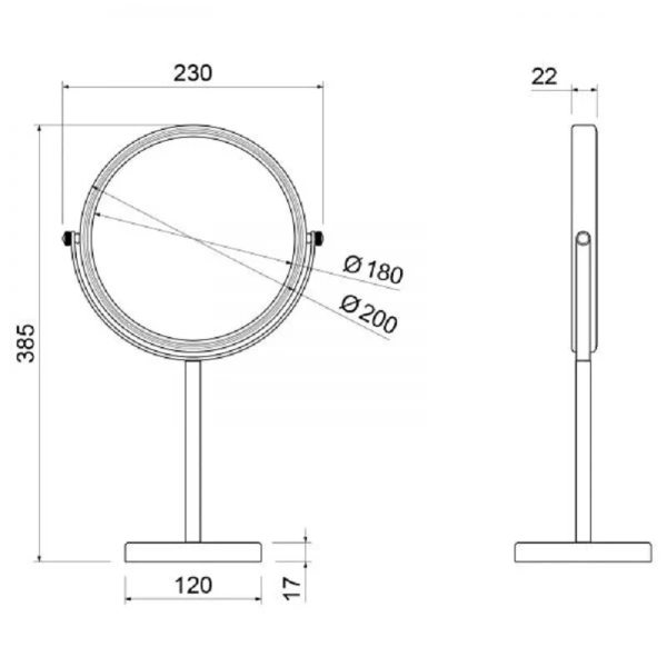 Зеркало Timo Saona 23 см черное 13274/03 (детальная фотография), в наличии