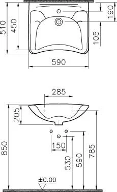 Раковина для инвалидов VitrA Arkitekt 6147b003 60 см 6147B003-0001 (детальная фотография), современные, hi-tech