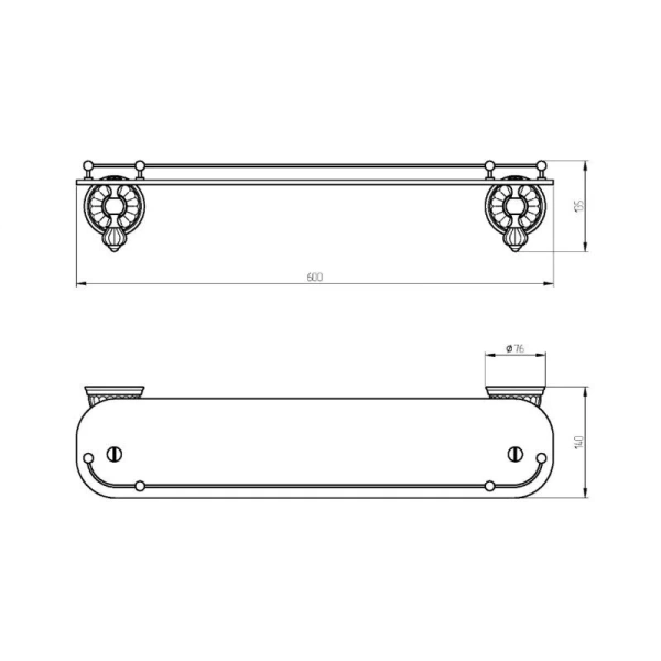 Полочка для ванной Migliore Olivia белая керамика, хром 17495 (детальная фотография), классические, ретро, декорированные