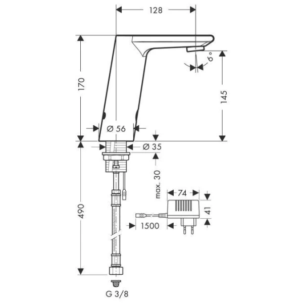 Смеситель для раковины Hansgrohe Metris S 31103000 (детальная фотография), для раковины