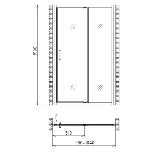 Душевая дверь Gemy Sunny Bay 100 S28191A (детальная фотография), современные, hi-tech