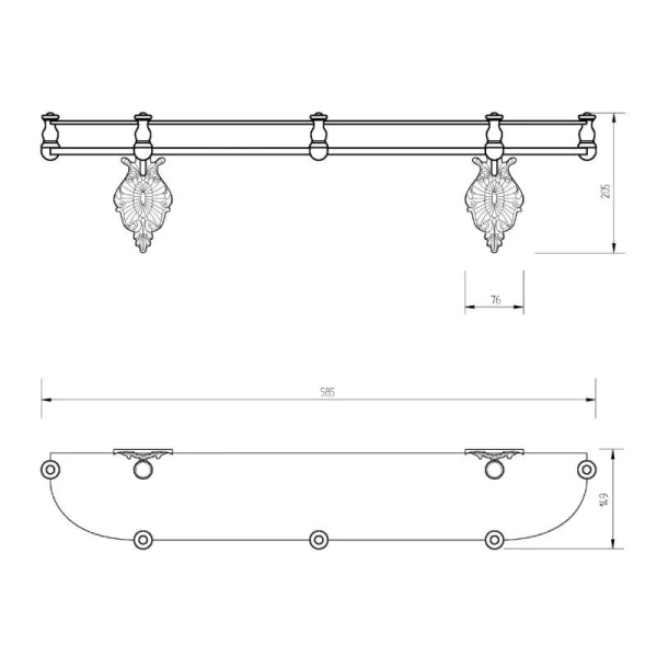 Полочка для ванной Migliore Elisabetta бронза 17003 (детальная фотография), классические, ретро, декорированные