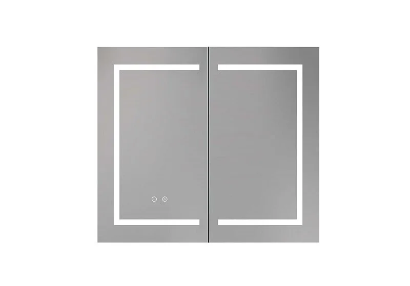Зеркальный шкаф с подсветкой Акватек 80 см двухдверный AQ7804-MLC (детальная фотография), с подсветкой