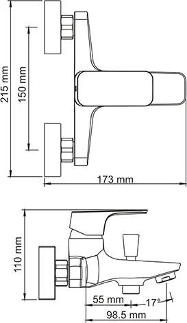 Смеситель для ванны WasserKRAFT Salm хром 2701 (детальная фотография), современные, hi-tech