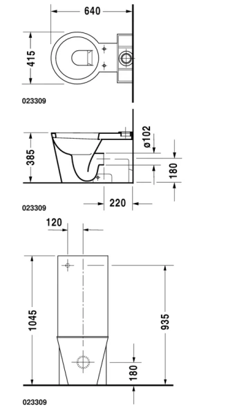 Унитаз Duravit Starck 1 0233090064 (детальная фотография), современные, hi-tech