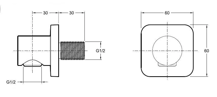 Коленное соединение Jacob Delafon Modulo для душевого шланга E8463-CP (детальная фотография), нет в наличии