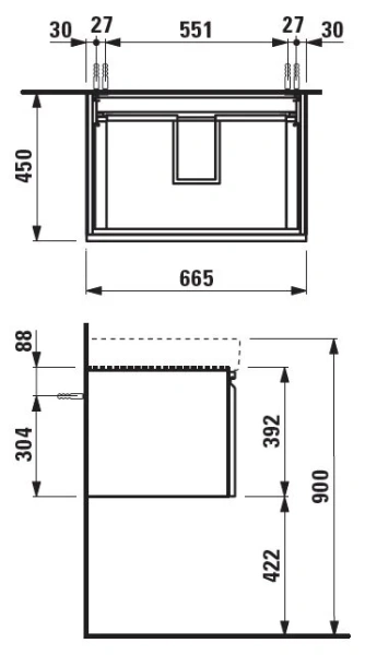 Тумба для раковины с внутренним ящиком Laufen Pro S 4.8345.2 (детальная фотография), по запросу index_2