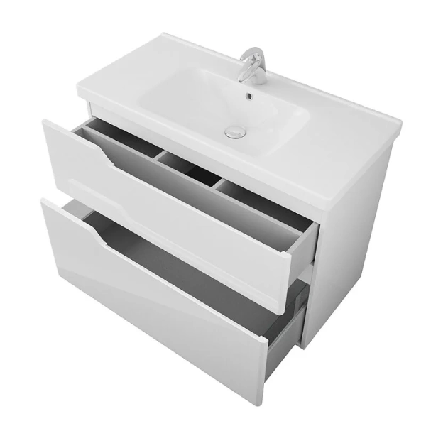 Тумба под раковину подвесная OWL 1975 Hella stor 100 см белая OW24.16.00 (детальная фотография), подвесная, напольная, пристенная