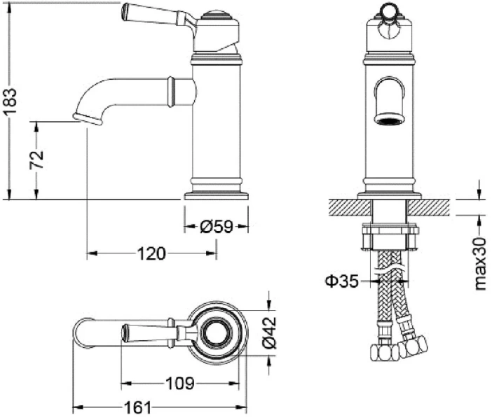 Смеситель для раковины Timo Arisa антик 5361/02F (детальная фотография), для раковины