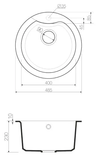 Мойка для кухни Omoikiri Yasugata 48R-BE 48 см ваниль 4993131 (детальная фотография), из искусственного гранита