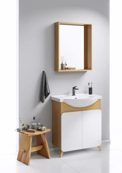 Тумба под раковину напольная Aqwella Basic 75 см дуб золотой BAS0107DZ (детальная фотография), в наличии