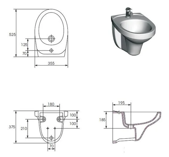 Биде подвесное Cersanit Delfi p-bi-delfi-z P-BI-DELFI-Z (детальная фотография), недорого
