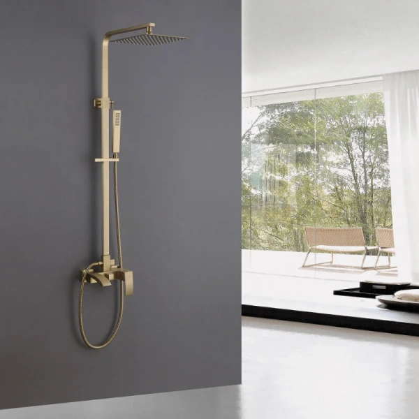 Душевая стойка Abber Wasserfall золото матовое AF8616G (детальная фотография), золото