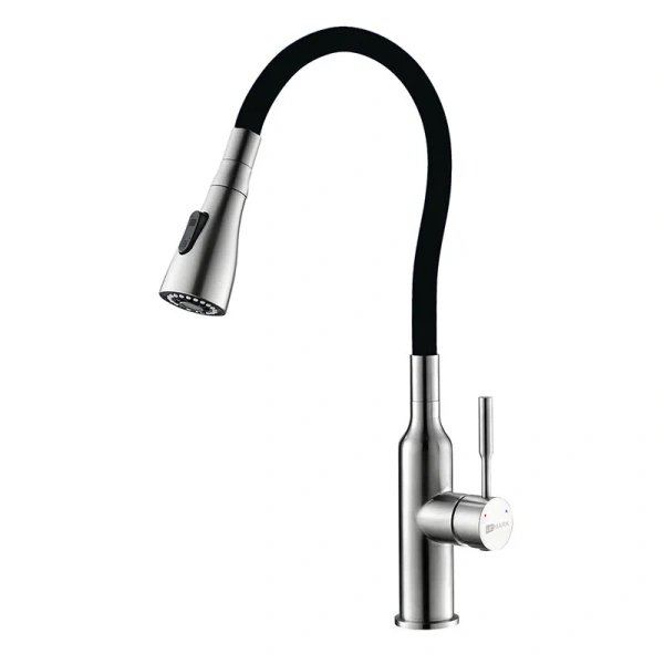 Смеситель для кухни Lemark Expert с гибким изливом хром/черный LM5082S-Black (детальная фотография)
