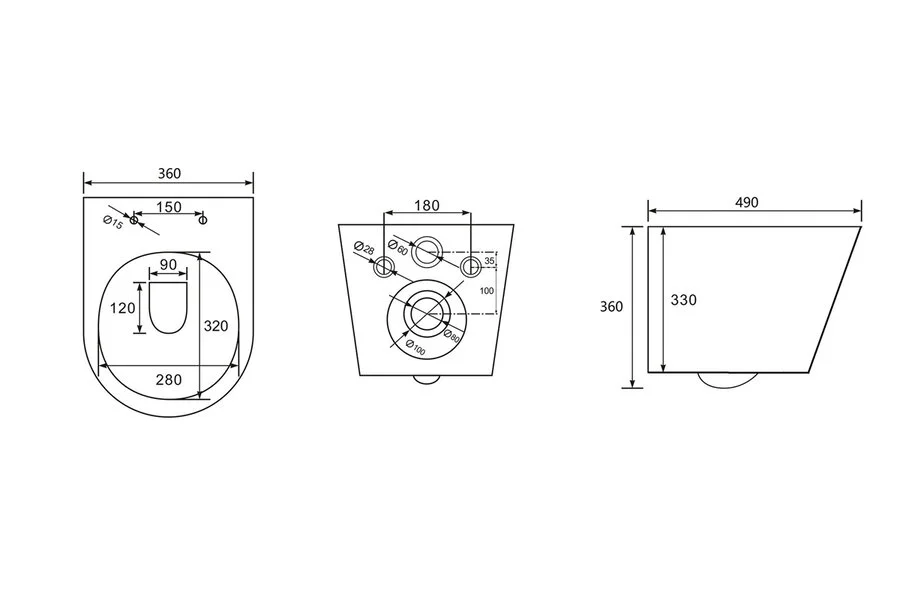 Унитаз подвесной Abber Bequem AC1102 безободковый (детальная фотография), современные, hi-tech
