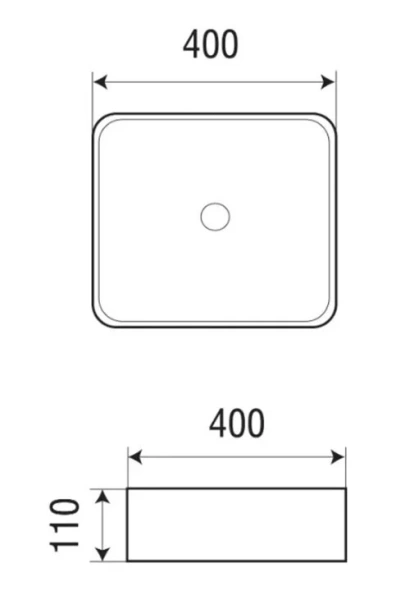 Раковина Azario 40 см накладная AZ-2179 (детальная фотография), современные, hi-tech