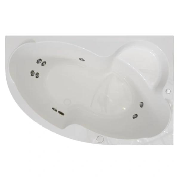 Гидромассажная ванна Радомир Ирма 2-80-2-1-0-217/2-80-2-2-0-217, 169 x 110 см, L/R, рама-подставка, фронтальная панель, полотенцедержатель, слив-перелив, гидромассаж Релакс хром КУ 100, белая (детальная фотография), акриловые