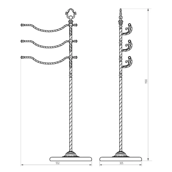Стойка для ванной Migliore Edera хром 16933 (детальная фотография), классические, ретро, декорированные