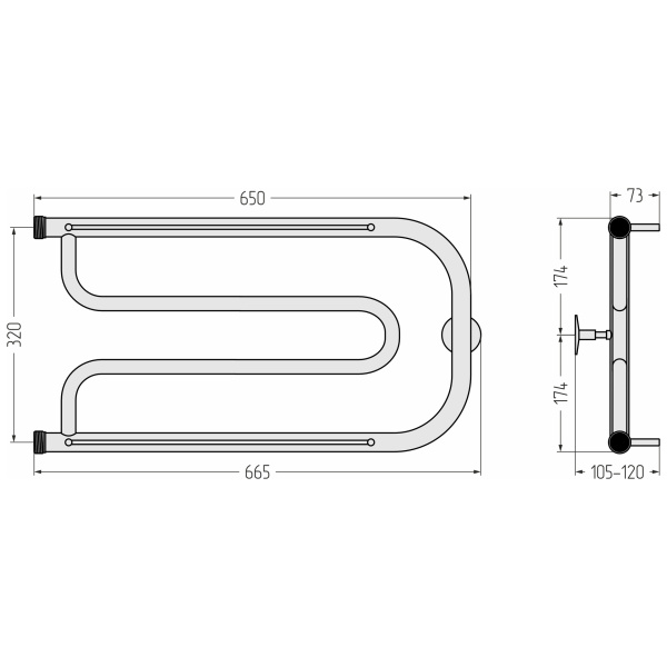Схема (детальная фотография), для систем горячего водоснабжения, для систем отопления, c боковым подключением