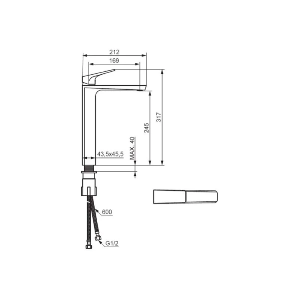 Смеситель для раковины Damixa Merkur черный 400250300 (детальная фотография), для раковины