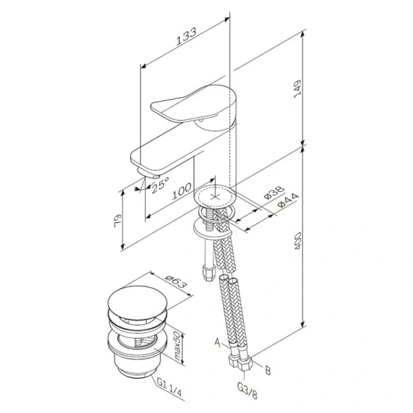 Смеситель для раковины Am.Pm X-Joy хром F85A82100 (детальная фотография), для раковины