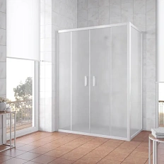 Душевой уголок профиль черный глянцевый стекло сатин Vegas-glass