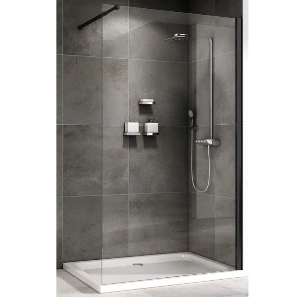 Душевая перегородка Abber Immer Offen 100 см профиль черный AG61100B (детальная фотография)