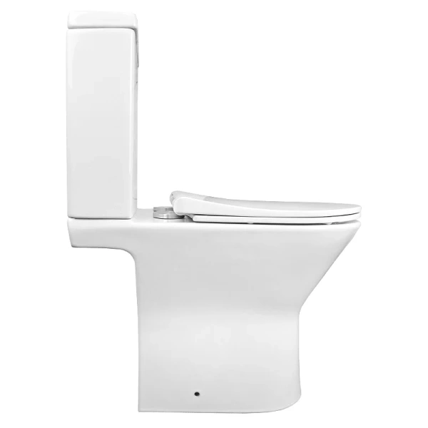 Унитаз компакт Azario Fretta New безободковый AZ-1223B (детальная фотография), с горизонтальным, прямым выпуском, с прямым выпуском