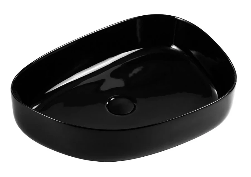 Раковина BelBagno 55 см керамическая, черная BB1435-NERO (детальная фотография), накладные (на столешницу), пристенные