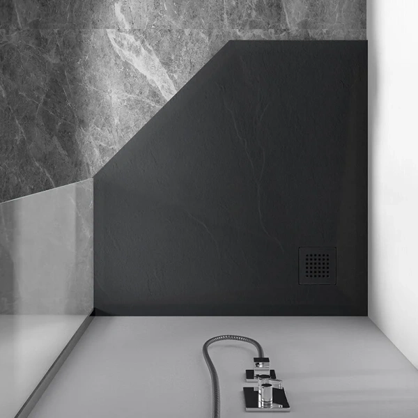 Душевой поддон Vincea 100x100 см из искусственного камня антрацит VST-4SP1010A (детальная фотография), многоугольные