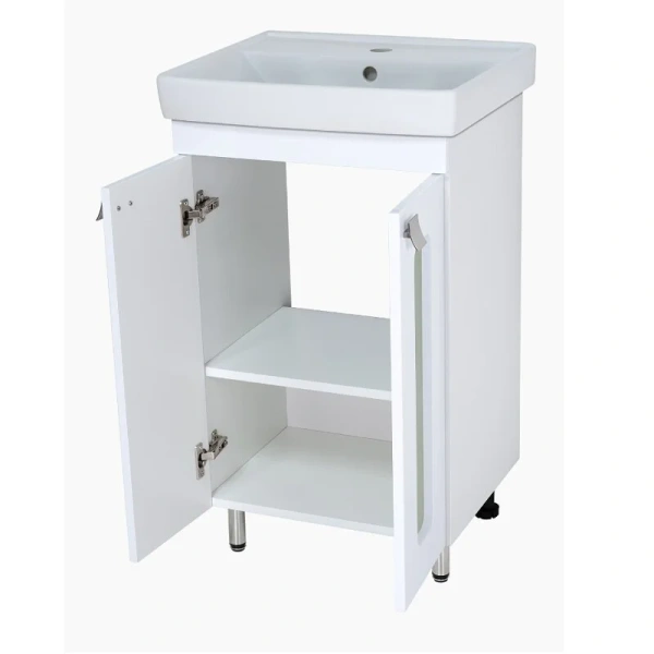 Тумба под раковину напольная Misty Урал 45 см белая Э-Ура-01050-021Н (детальная фотография), современная, hi-tech