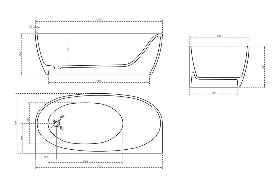 Ванна карбоновая Abber Karbon 170x80 см черная AK9004 (детальная фотография), овальные