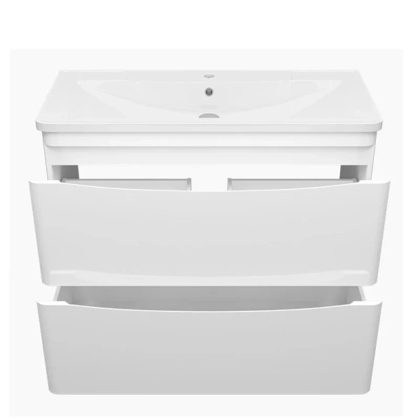 Тумба под раковину напольная Misty Атлантик 100 см белая П-Атл-01100-0112Я (детальная фотография), современная, hi-tech