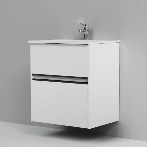 Тумба под раковину подвесная Am.Pm Sense 60 см белый глянец M7BFUX0602WG (детальная фотография), окрашенные