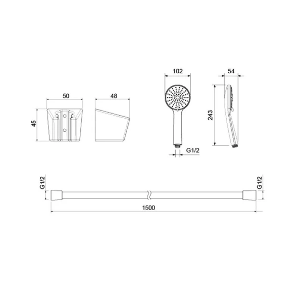 Душевой комплект Акватек Бетта черный AQ2032MB (детальная фотография), душевые комплекты, наборы