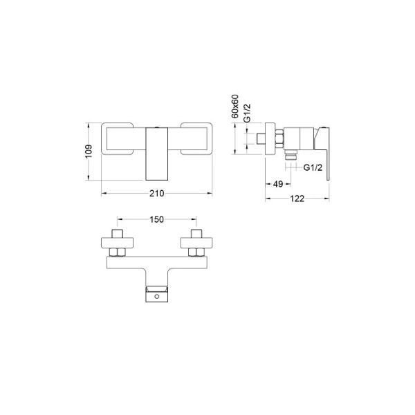 Смеситель для душа Акватек Либра черный AQ1660MB (детальная фотография), для душа