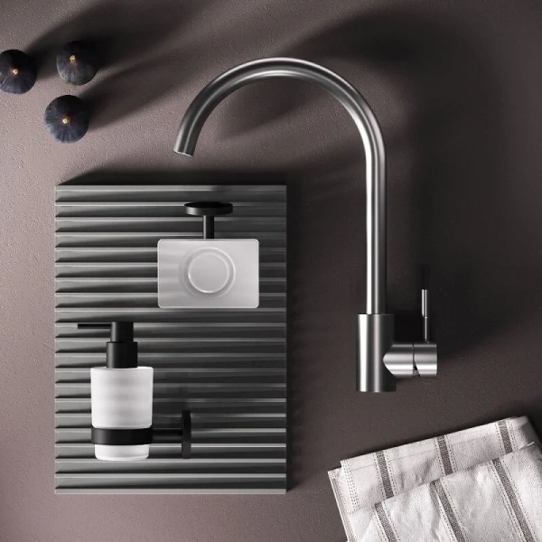 Смеситель для кухни Am.Pm X-Joy S сатин F85B07111 (детальная фотография), с поворотным изливом