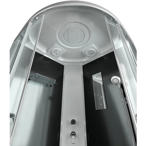 Душевая кабина Erlit Comfort 90x90 см черная задняя стенка ER350926-C4-RUS (детальная фотография), с раздвижными дверьми